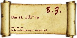 Benik Zóra névjegykártya